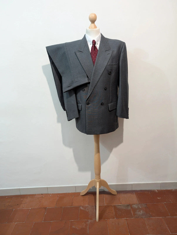 Classic grey wool double-breasted suit