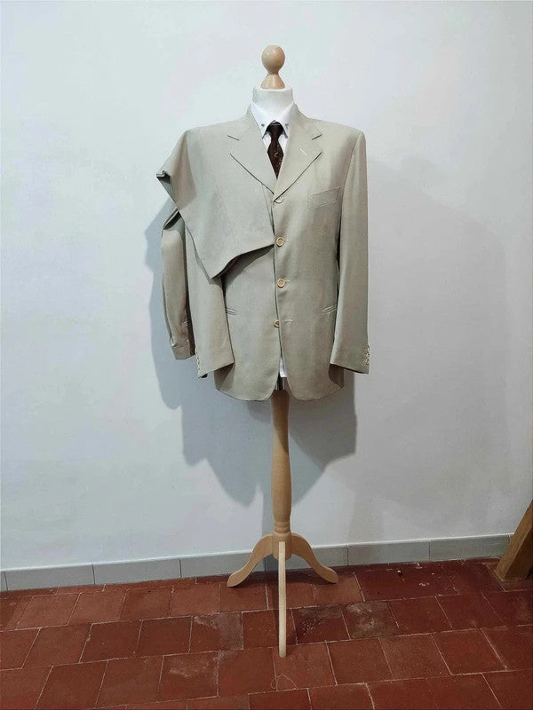 Elegant cream gray wool suit