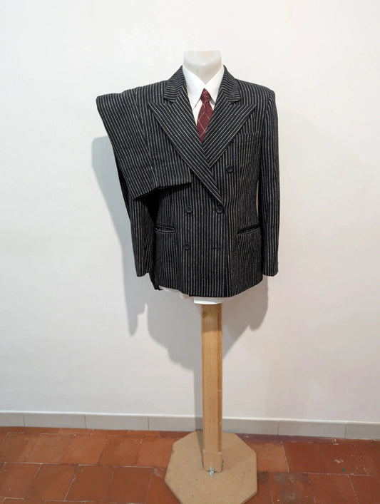 Terrifying women's pinstripe flannel double-breasted costume