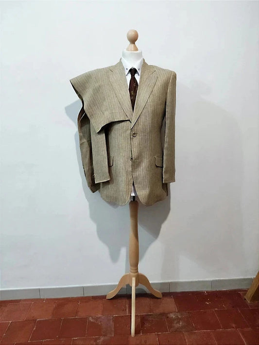 Majestic beige pinstripe linen suit