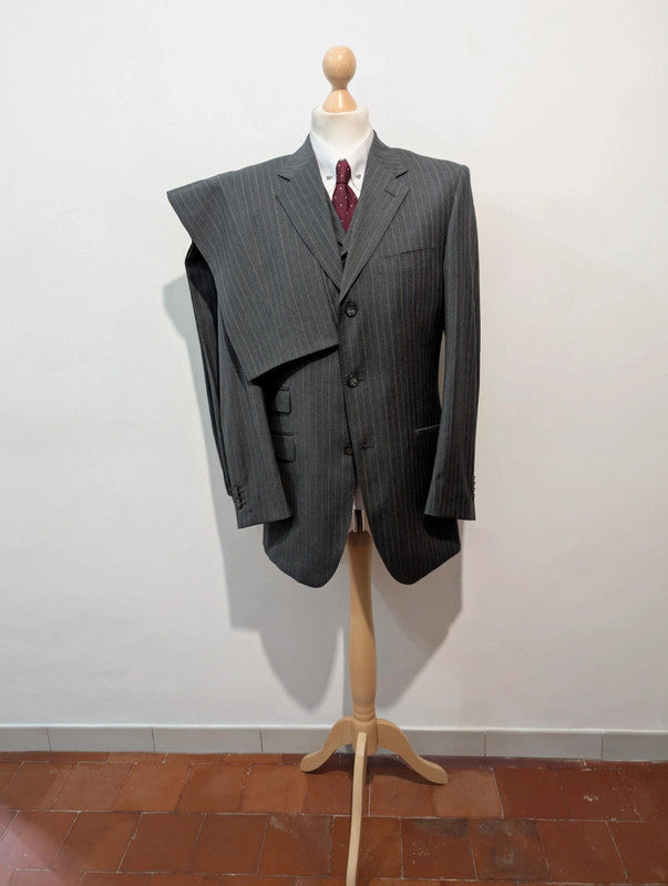 Extraordinaire costume 3 pièces pinstripe en laine