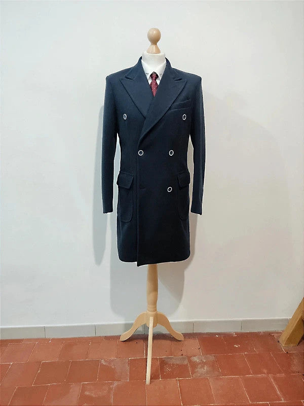 Amazing blue wool double-breasted coat