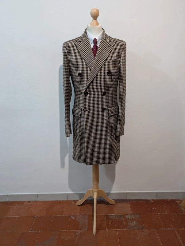 Sublime manteau polo coat en pied en poule