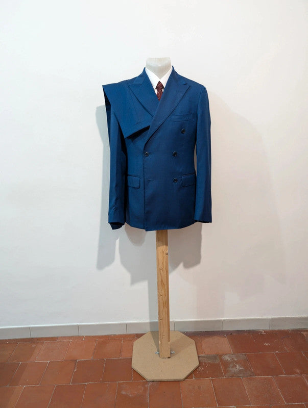 Charming blue wool double-breasted suit