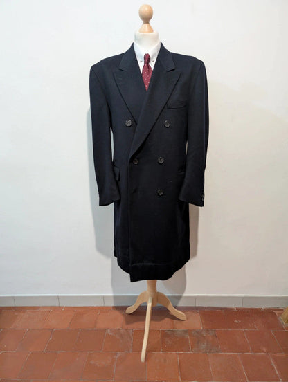Magnifique manteau croisé bleu marine en laine