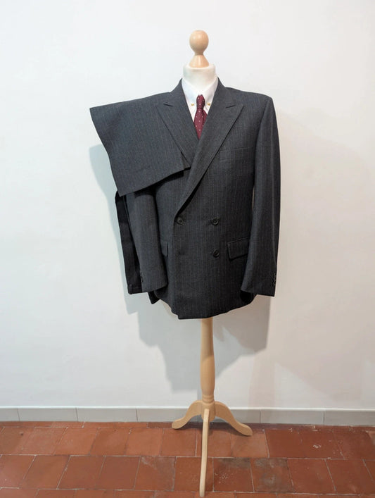 Magnifique costume croisé pinstripe en flanelle