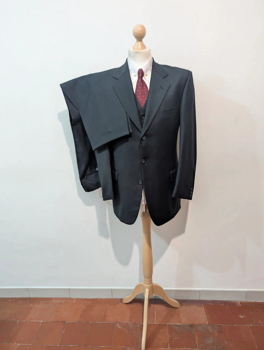 Classique costume 3 pièces bleu marine en laine