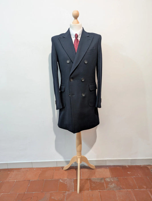 Magnifique polo coat croisé bleu marine en laine