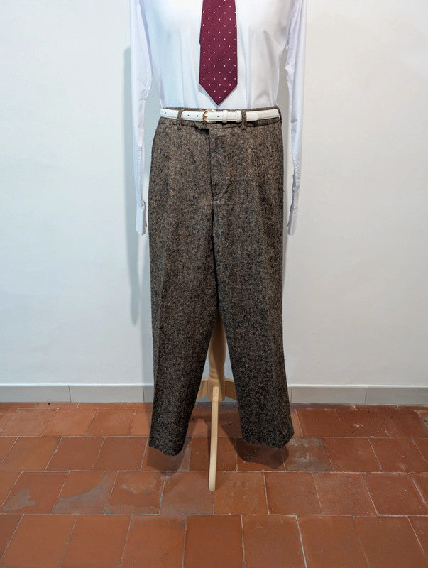 Splendide pantalon marron en tweed