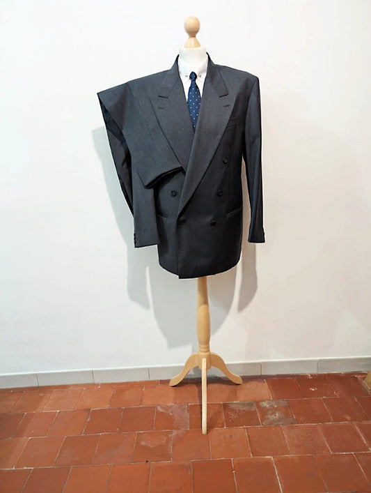 Large grey wool double-breasted suit