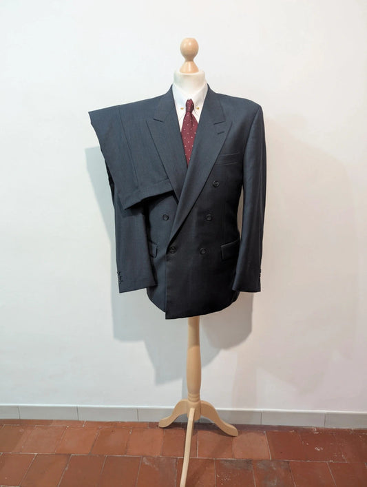 Magnifique costume croisé bleu en laine