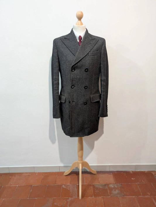 Dangereux manteau croisé gris en laine