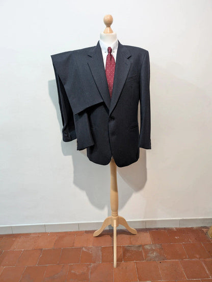 Sublime costume gris bleu marine en flanelle