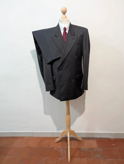Méchant costume croisé gris en laine