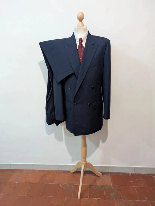 Incroyable costume croisé chalkstripe en laine froide