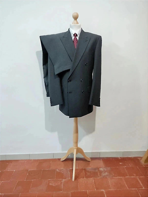 Large grey and black wool double-breasted suit