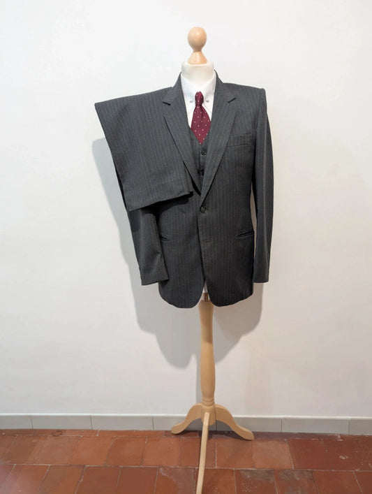 Extraordinaire costume 3 pièces pinstripe en laine