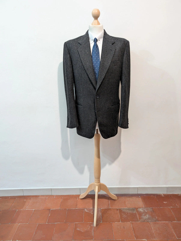 Thick grey wool herringbone jacket