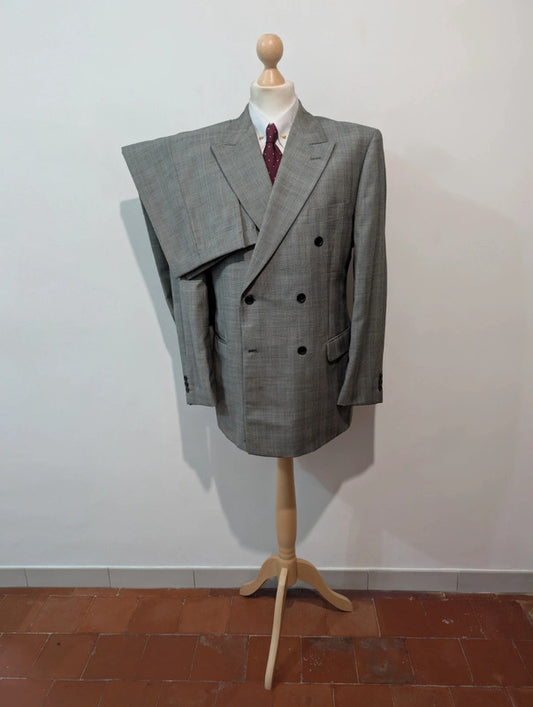 Splendide costume croisé gris en laine