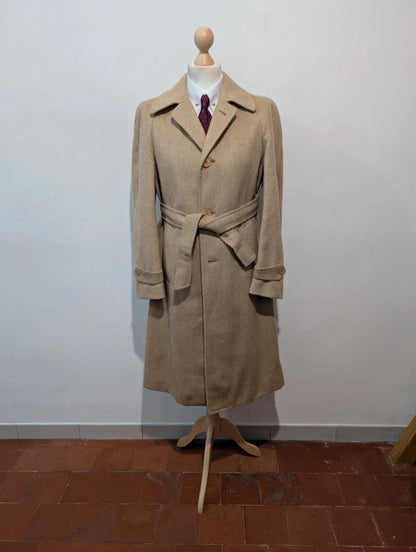 Bright cream herringbone tweed coat
