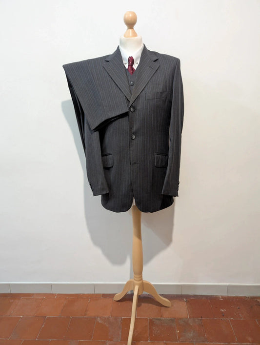 Superbe costume 3 pièces pinstripe en laine légère