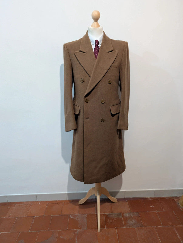 Impressionnant manteau croisé Camel en laine