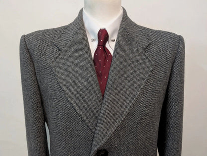 Magnifique manteau gris à chevron en tweed