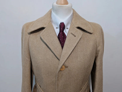 Bright cream herringbone tweed coat