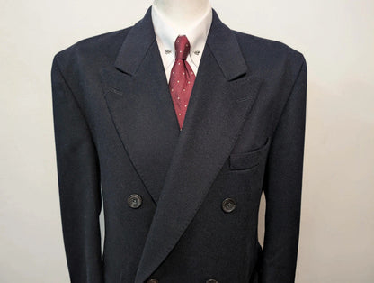 Magnifique manteau croisé bleu marine en laine