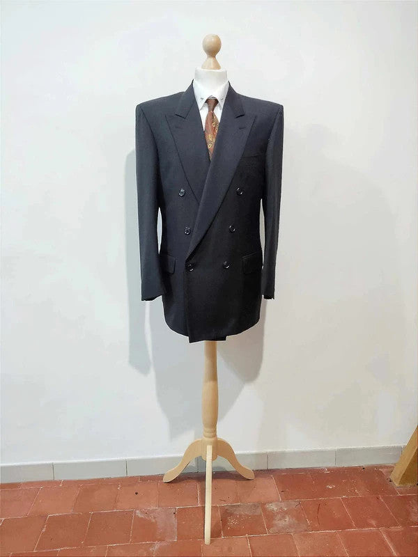 Awesome black wool double-breasted suit