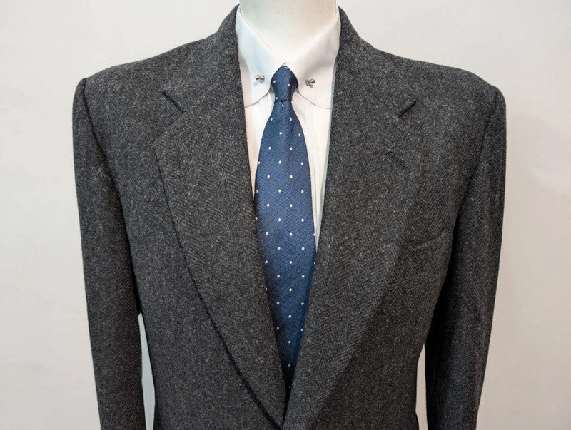 Thick grey wool herringbone jacket