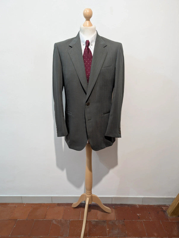 Mignon Costume gris vert a rayure en laine légère
