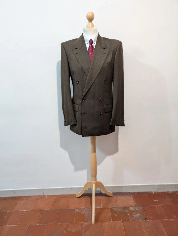 Extraordinary khaki brown wool double-breasted suit