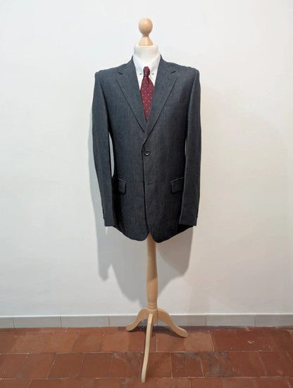 Classique costume bleu marine en lin