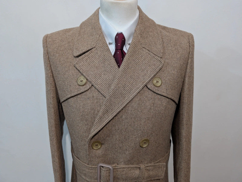 Mignon trench beige marron en tweed