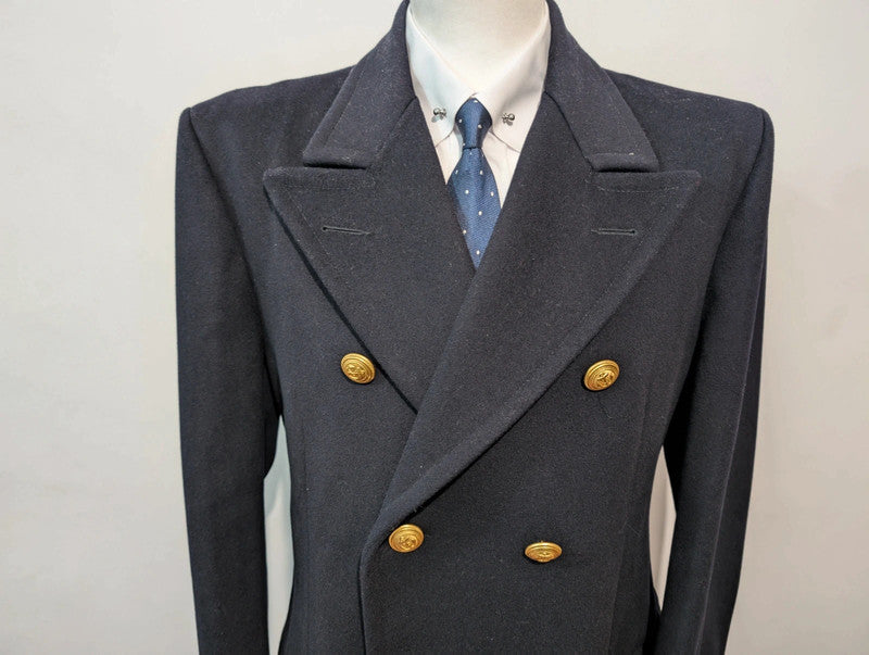 Amazing navy blue wool double breasted coat