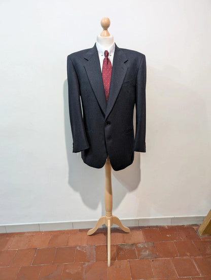 Sublime costume gris bleu marine en flanelle