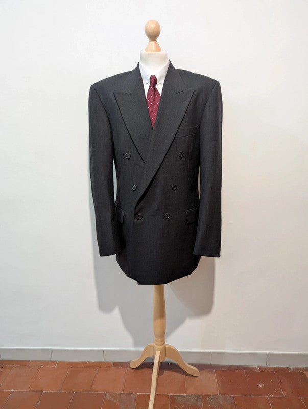 Classique costume croisé gris en laine froide