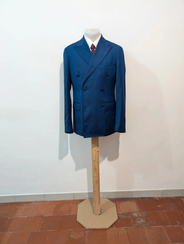 Charming blue wool double-breasted suit