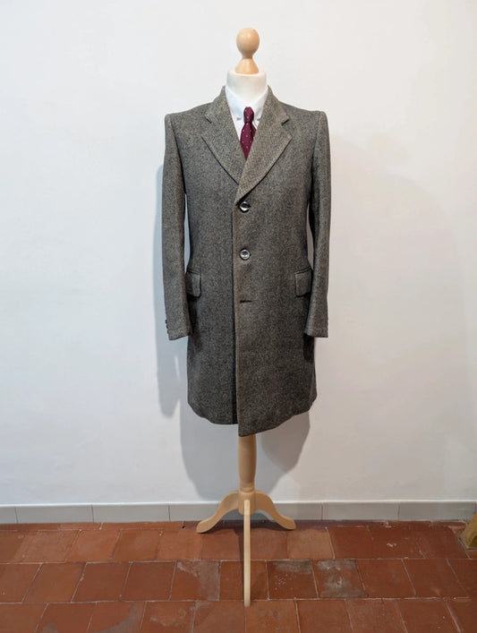 Ancien Manteau gris chiné en laine