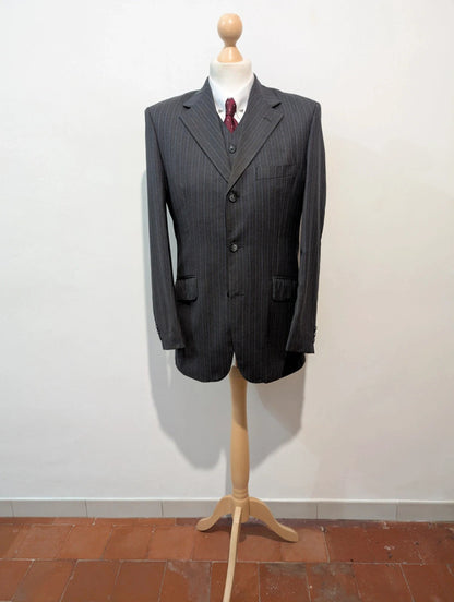 Superbe costume 3 pièces pinstripe en laine légère