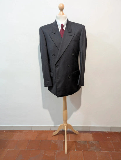Méchant costume croisé gris en laine