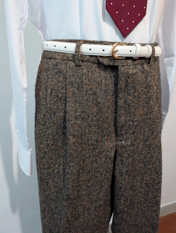 Splendide pantalon marron en tweed