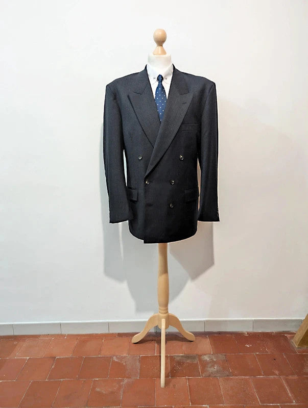 Dark gray wool double-breasted suit