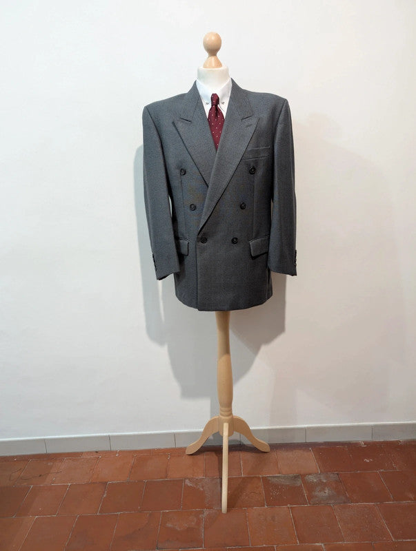 Classic grey wool double-breasted suit