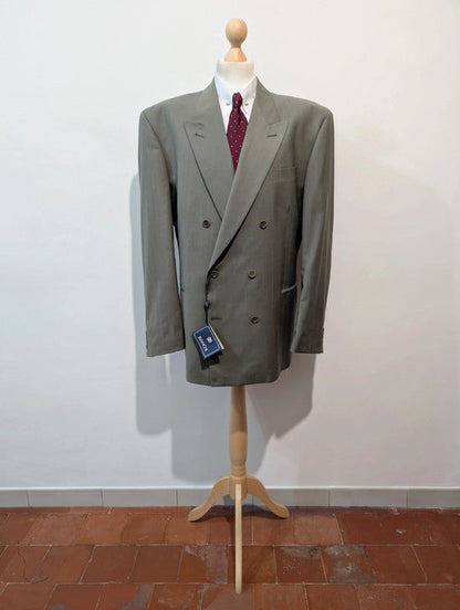 Géant costume croisé gris vert en laine