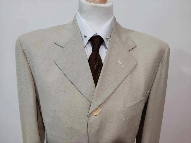 Elegant cream gray wool suit