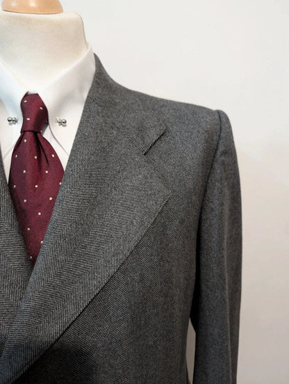 Splendide manteau gris a chevron en laine