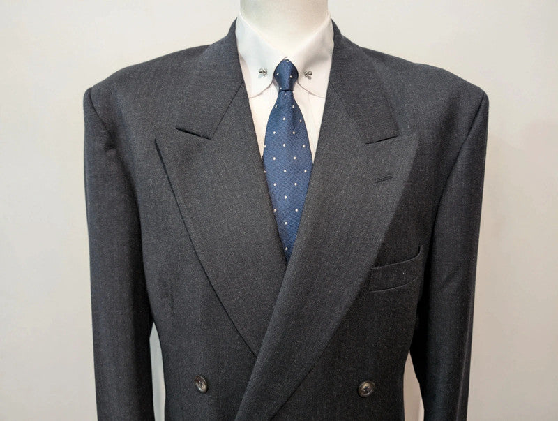 Dark gray wool double-breasted suit