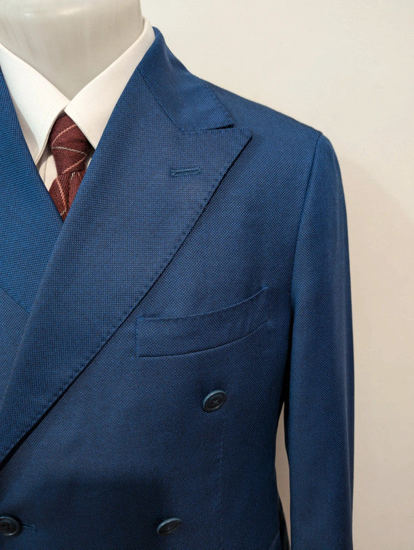 Charming blue wool double-breasted suit